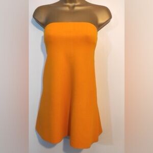 Zara Strapless Orange tangerine knit bandeau tunic top shirt tank Dress